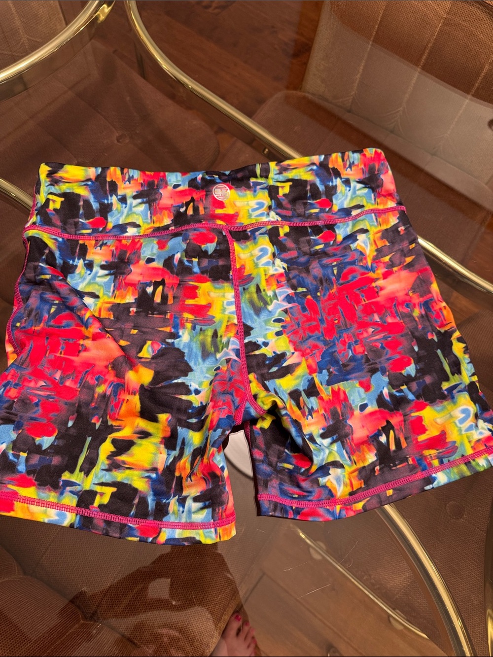 Multi-Color Abstract Print Women’s Athletic Shorts - Picture 3 of 6
